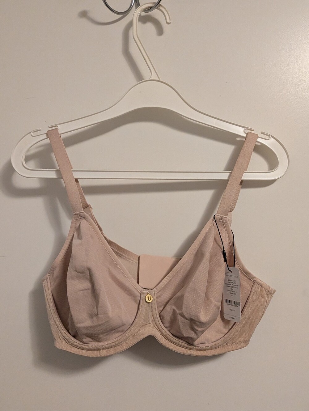 NWT Understance Anti-chafe Cooling Flexwire Unpadded Demi Bra - 32DD - Champagne